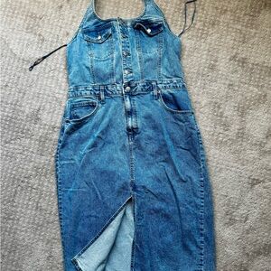 Blue Denim Halter Dress